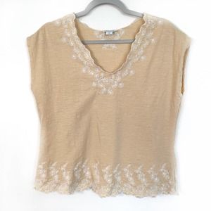 Sundance Pale Yellow Short Sleeve Tee with White Embroidery